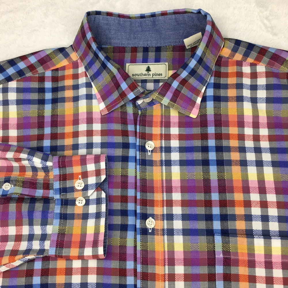 Southern Pines Shirt Mens‎ 2XL XXL Multicolor Check Long Sleeve Casual